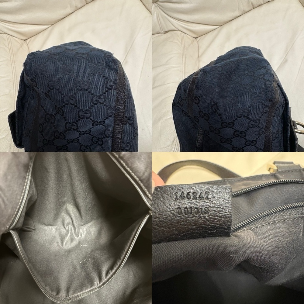 VTG GUCCI ABBEY Tote Bag Pockets Black GG Canvas GHW Leather Trim - Picture 6 of 13